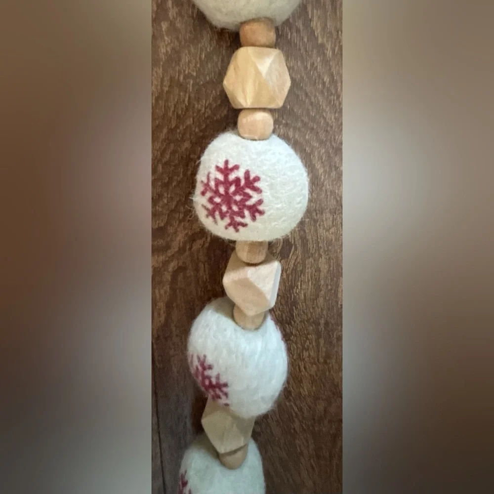 Christmas ball garland NEW NWT 3 sets wood snowflakes 6 ft festive Xmas decor